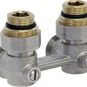 Heißes Angebot Heizkörperanschluss Doppelkugelhahnverschraubung Zweirohrsystem 1/2"AG Eckform