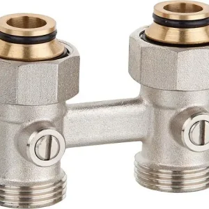 Abverkauf Doppelkugelhahnverschraubung Zweirohrsystem 3/4"IG Durchgang mit Eurokonus