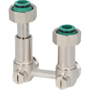 Zweirohr-Hahnblock mit Ausgleichsteleskop, Ausführung Eck für Heizkörperanschluss DN20 (3/4') Eurokonus Sichere Zahlung