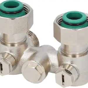 Nur Heute Einrohr-Hahnblock für Heizkörperanschluss DN20 (3/4') Eurokonus, Ausführung Eckform