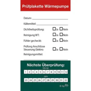Neue Ware Prüfplakette Wärmepumpe, VPE= 12 Stück