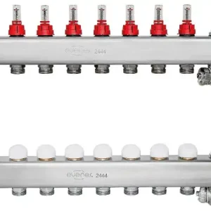 Heizkreisverteiler ATT2, DN32 (11/4") Edelstahl, 2 Heizkreise, mit Flowmeter Neue Kollektion