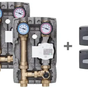 Aktionsset 2x Heizkreisset Easyflow DN25(1") gemischt + 2x Mischermotor Easyflow 230 V, 140 S. Super-Preis