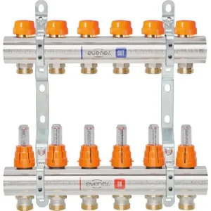 Online Kaufen Fußbodenheizungsverteiler 2 Heizkreise Baulänge 112 mm DN25 (1") Messing Typ Dynamic M 6,2