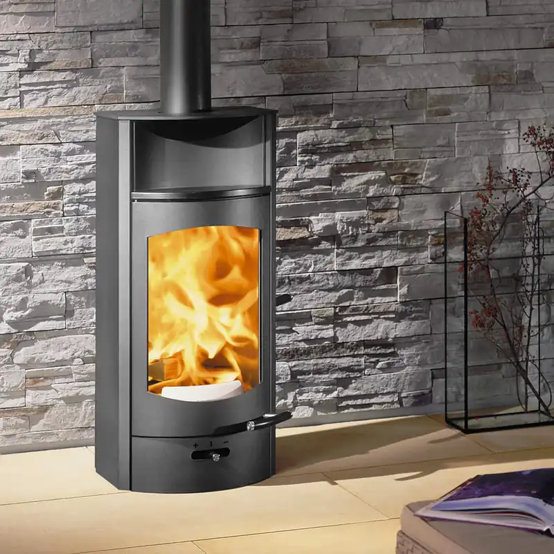 Austroflamm Flok 2.0 Kaminofen Stahl Schwarz, RR oben + 1 m³ Kaminholz gratis Sonderaktion