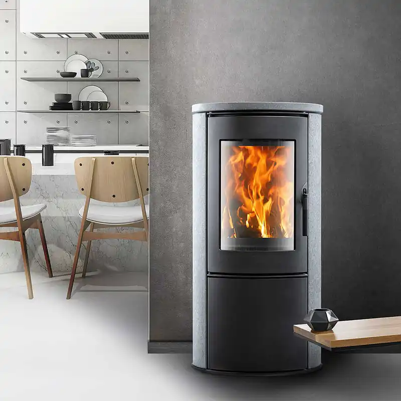 Novaline Zara Kaminofen Stahl Schwarz / Speckstein-Optik Neu Im Sortiment