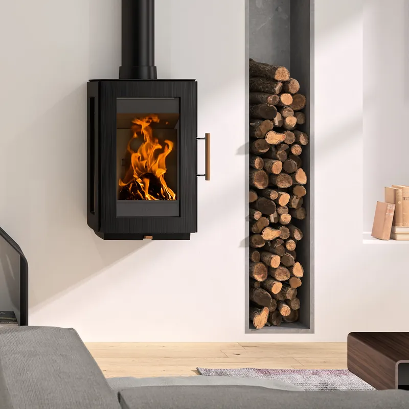 Sichere Zahlung Hergom Glow Kaminofen Gusseisen Schwarz zur Wandmontage