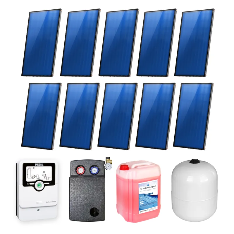 20,10 m² Sunex Flachkollektor-Set 9 10x Basicx 2.0 4C Kostenfreie Lieferung