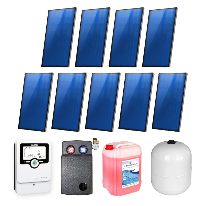 Neuheit 18,09 m² Sunex Flachkollektor-Set 8 9x Basicx 2.0 4C