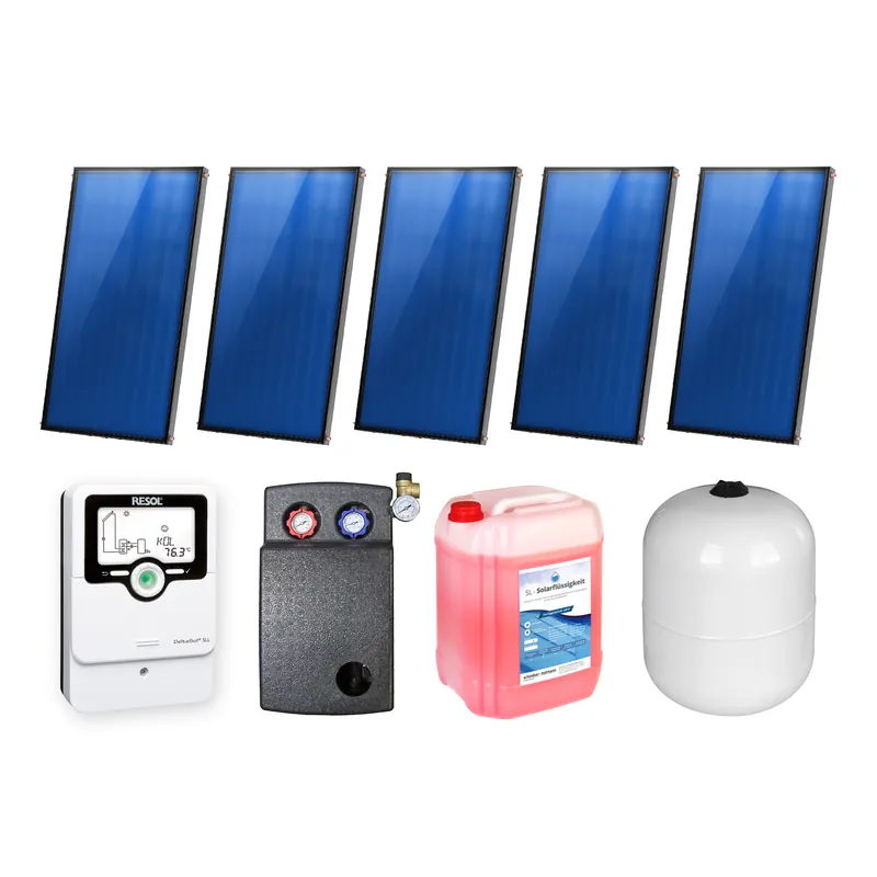 10,05 m² Sunex Flachkollektor-Set 4 5x Basicx 2.0 4C Kostenloser Rückversand