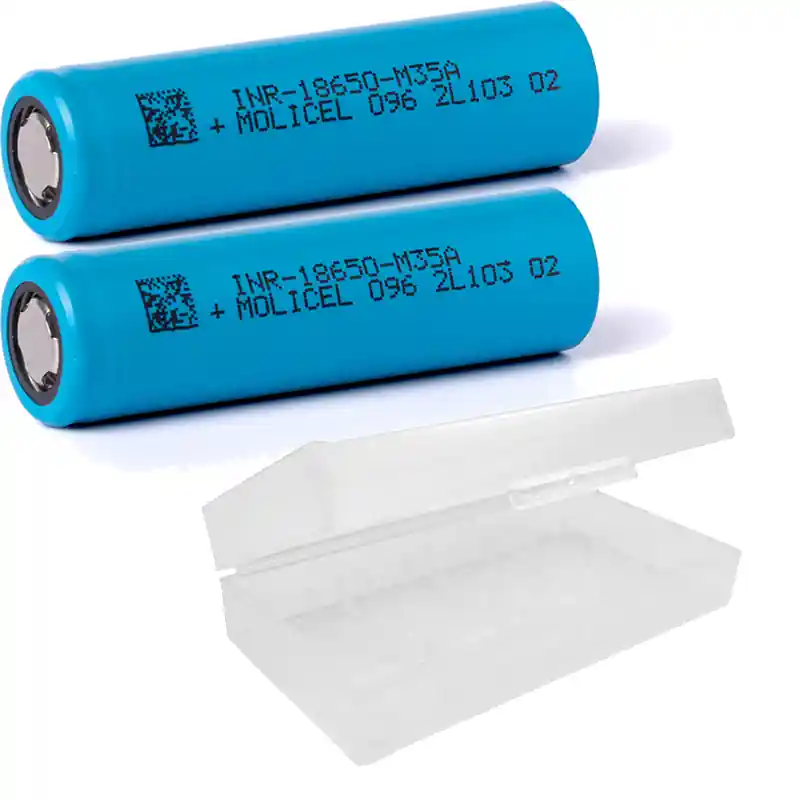2 x Molicel INR18650-M35A - 3,6V-3,7V 3500mAh - Lithium-Ionen-Akku mit Akkubox Markenware
