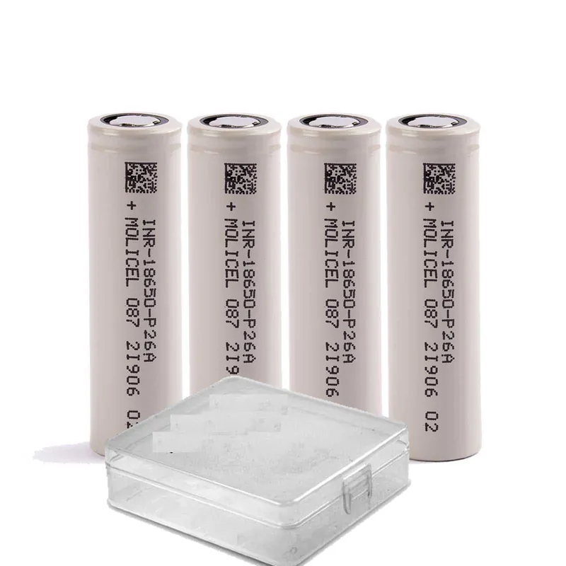 4 x Molicel INR18650-P26A - 3,6V-3,7V 2600mAh - Lithium-Ionen-Akku mit Akkubox Neu Im Sortiment