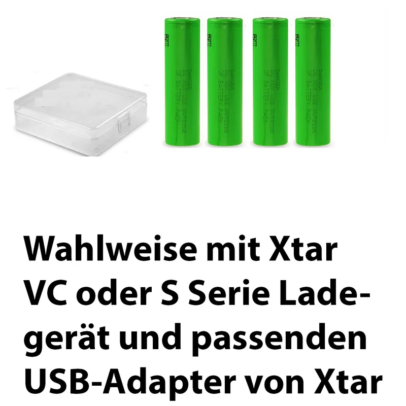 4 x Murata 18650 VTC5A 3,6V-3,7V 2600mAh - Lithium-Ionen-Akku -Xtar VC oder S Serie Ladegerät wählbar Direkt Vom Hersteller