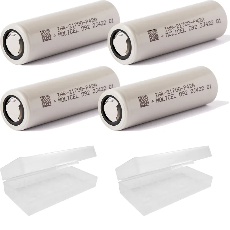 4 x Molicel INR 21700-P42A 3,6V-3,7V 4200mAh - Lithium-Ionen-Akku mit 2 Boxen Garantierte Lieferung